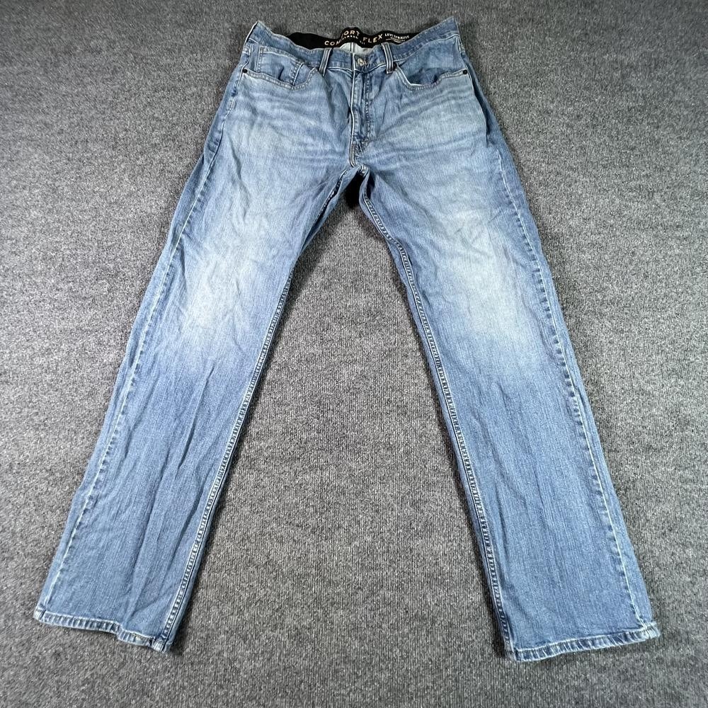 Signature by Levi's Straight Jeans Men's 36x36 Blue Cotton Denim Relaxed Stretch